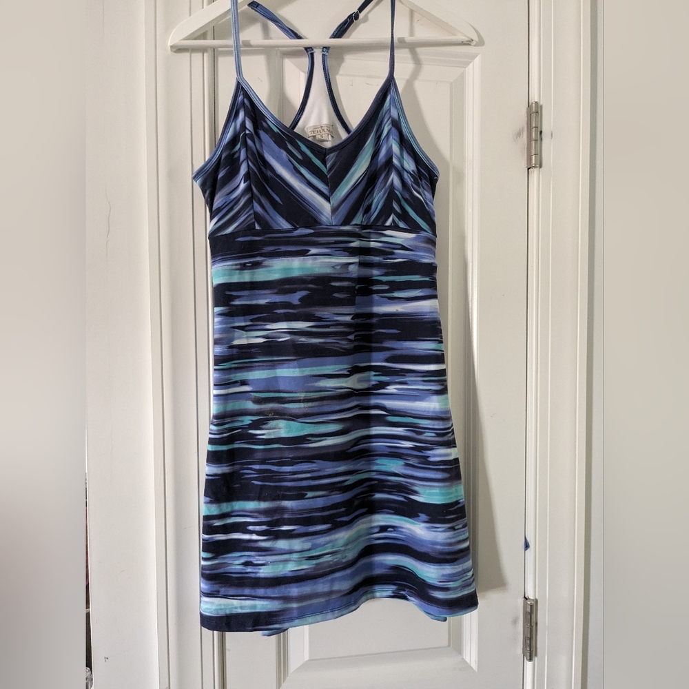Pretty stretch summer dress Tehama small striped blue